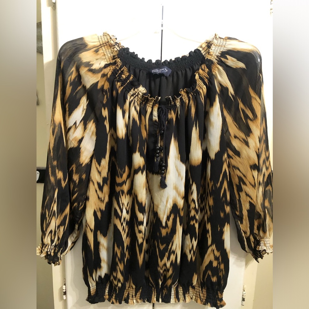 Jones New York Black and Gold Women's Top